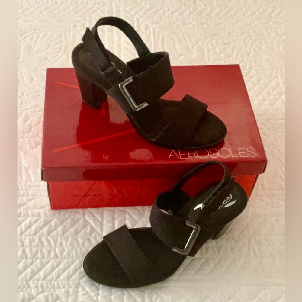 Aerosols Yodel Black Sandal Heels Size 7M